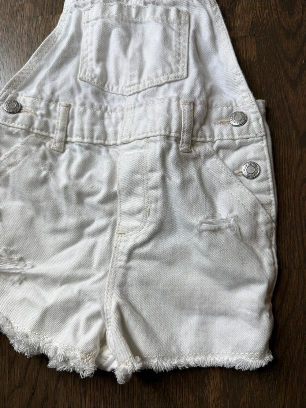 GAP Kids White Denim Short Overalls